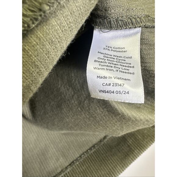 Talbots Knee Length Skirt 8P Green Corduroy Pockets Lined Button Front Fall - Picture 7 of 9